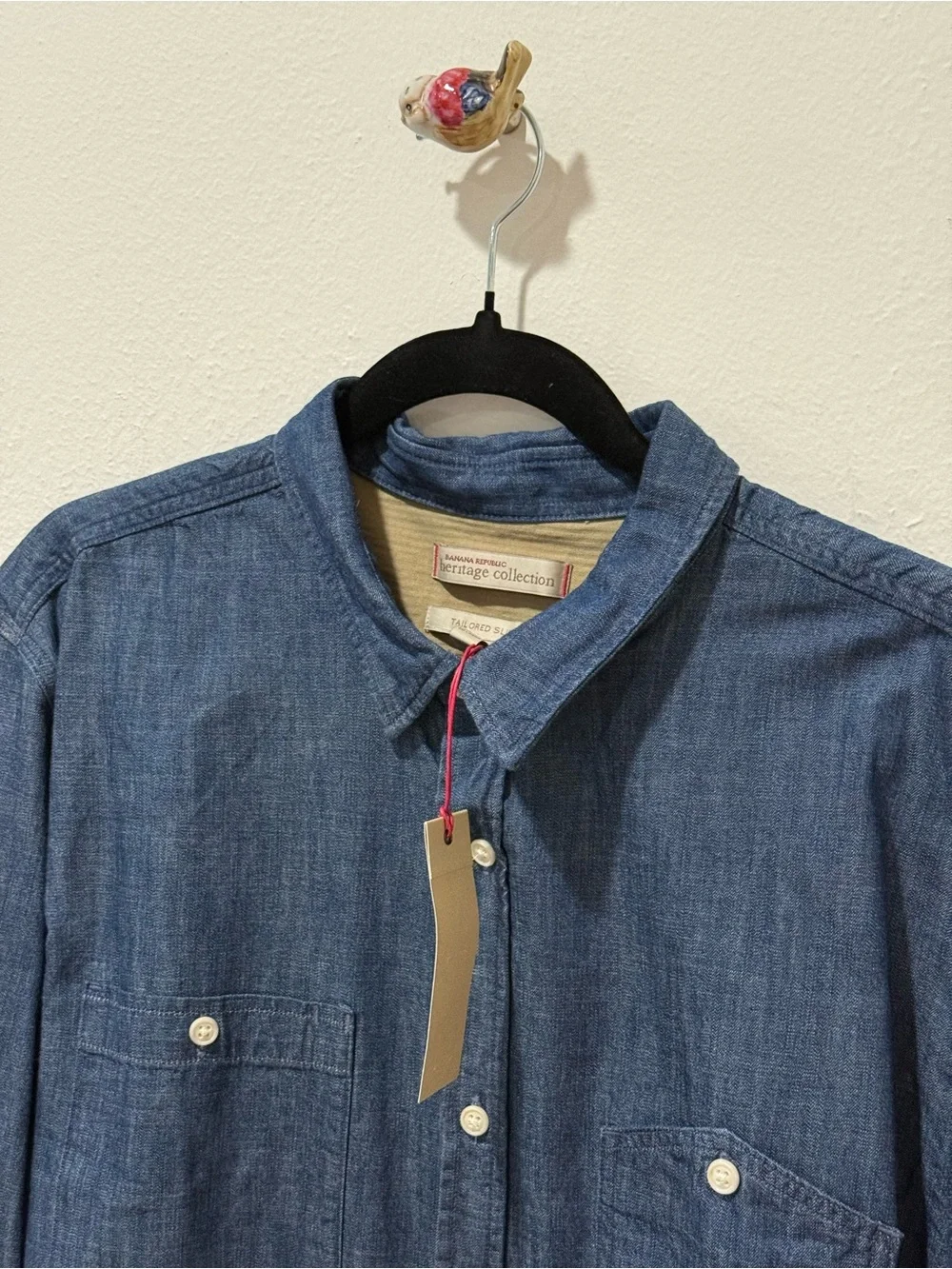 Banana Republic Men's Blue Denim Button-Up Shirt XL Slim Fit